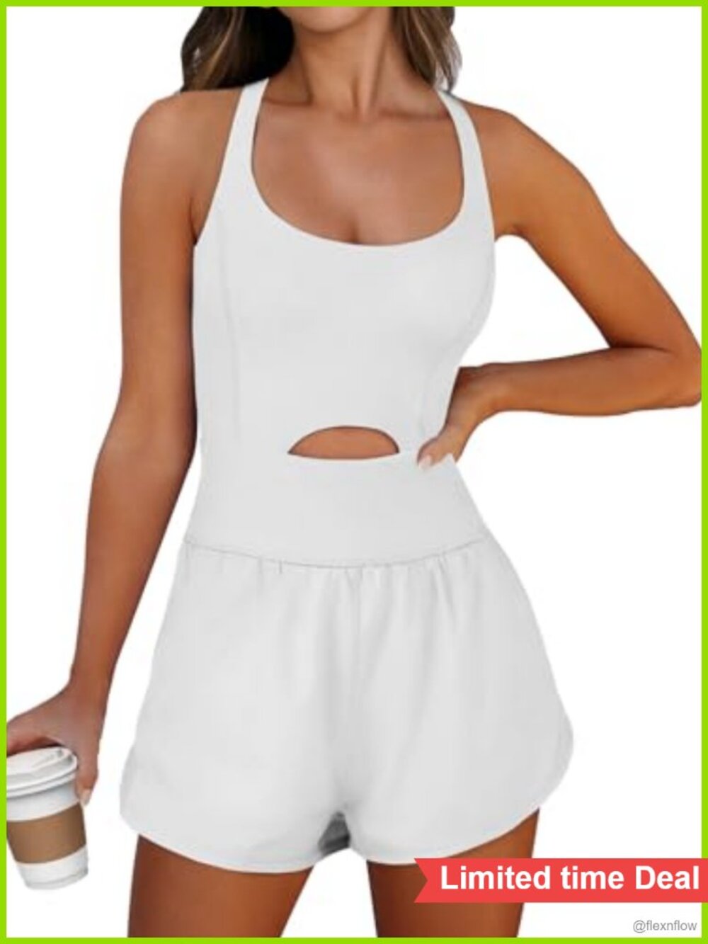 Women's Athletic Romper Jumpsuit with Shorts, Sleeveless Summer Workout Onesie
